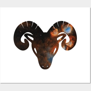 Aries Goat Head Cosmic Galaxy Posters and Art